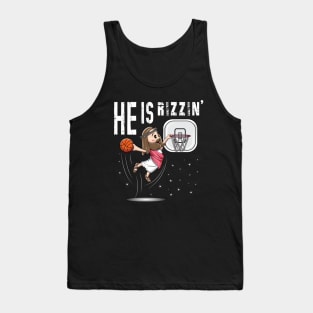 He Is Rizzin Funny Jesus Playing Basketball Tank Top